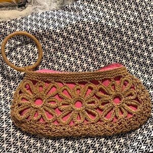 Elegant Vintage Floral Woven Crochet Wristlet/Clutch